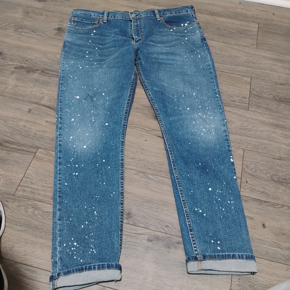 Levi's 512 38x31 Slim Tapered Manufactured Paint Splattered Jeans - Picture 13 of 16